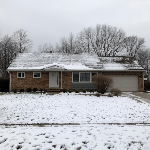 House in Ozarks under snow