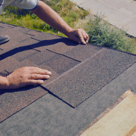 Shingles being placed